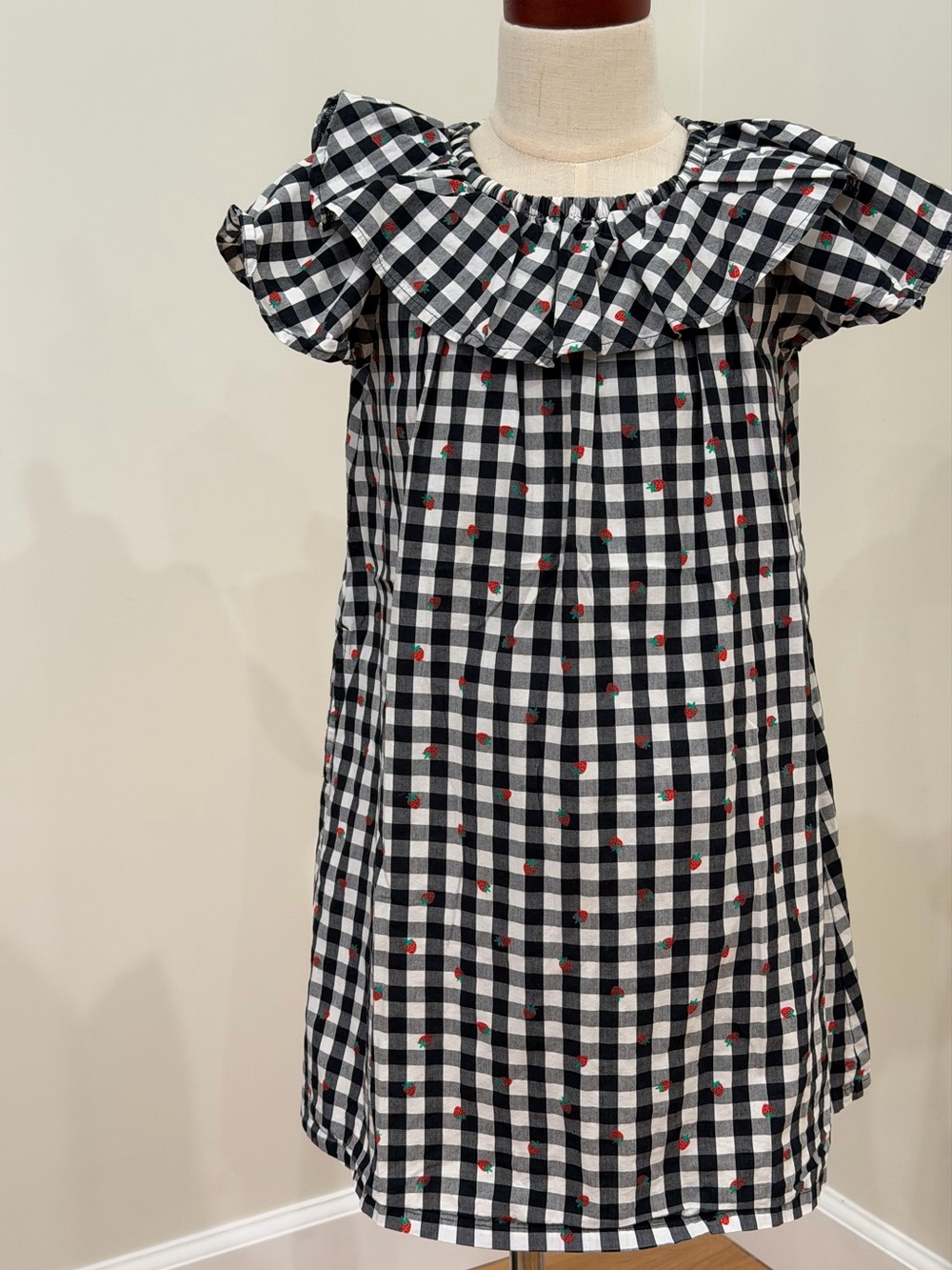 Tucker + Tate Black & White Gingham Dress with Red Cherry Dots